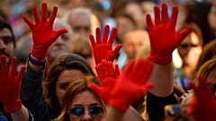 Pamplona'daki tecavüz davası sonrası protestolardan bir kare 