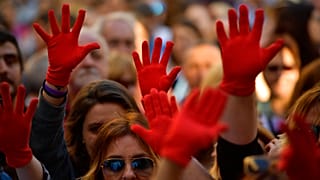 Pamplona'daki tecavüz davası sonrası protestolardan bir kare 