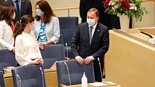 Stefan Löfven im Parlament in Schweden