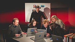 Editors of Belsat TV during the recording of one of their programmes
