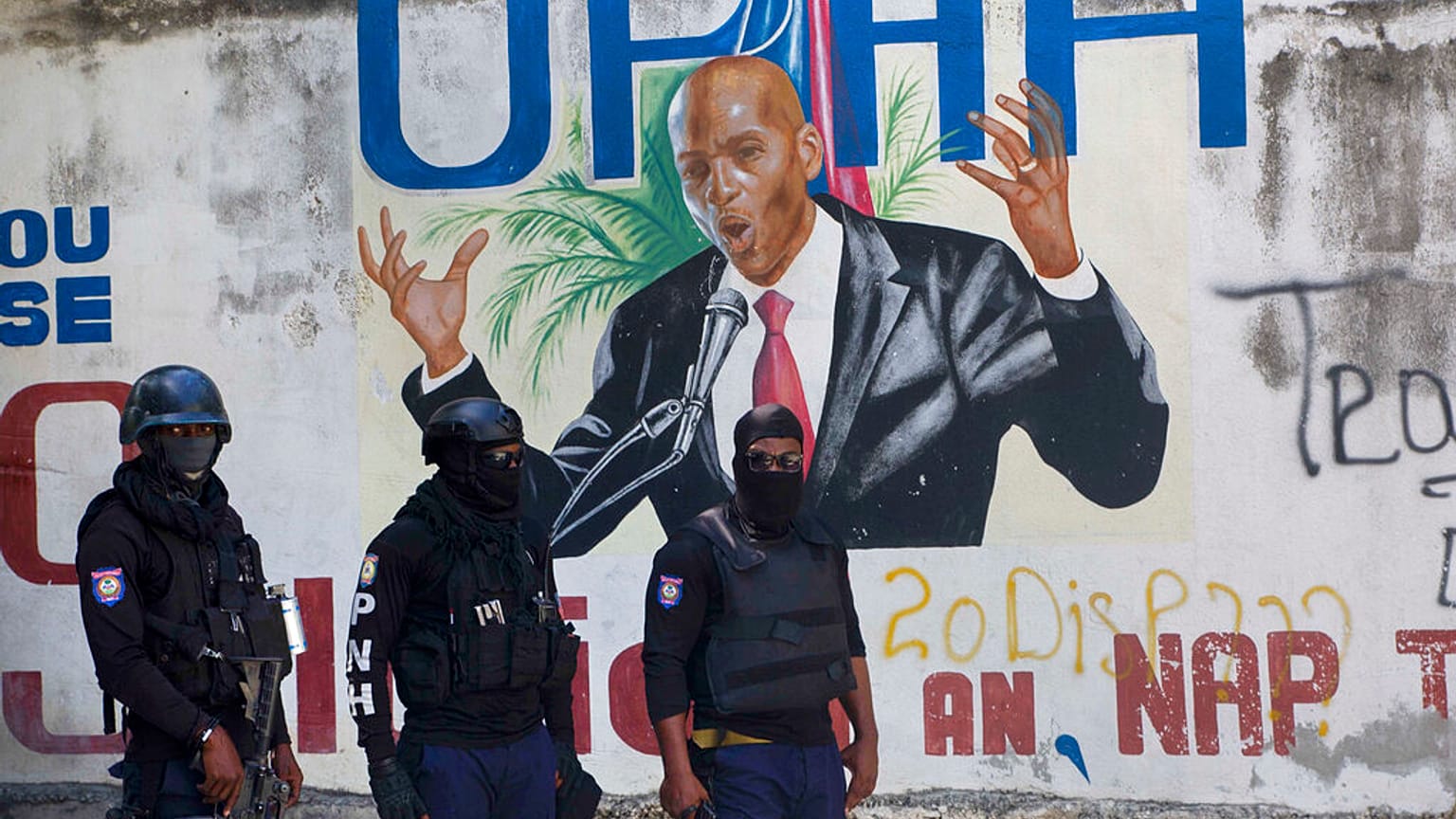 Il presidente assassinato Jovenel Moïse in un murales ad Haiti