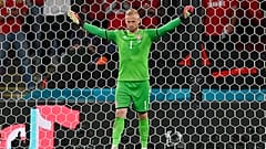 Denmark's goalkeeper Kasper Schmeichel was targeted with a laser pointer moments before Harry Kane scored the winning goal for England on Wednesday