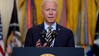 President Joe Biden speaks about the American troop withdrawal from Afghanistan, in the East Room of the White House, 