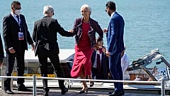 Christine Lagarde, presidente do BCE, à chegada a Veneza para o G20