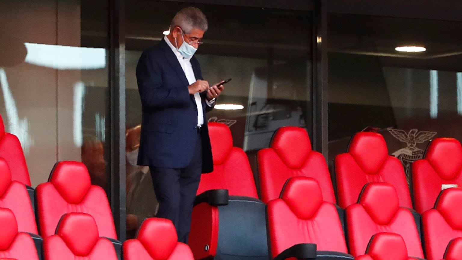 Luís Filipe Vieira no Estádio da Luz antes de ser detido