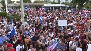 La manifestación transcurriuó por la Calle 8, la "Pequeña Habana" de Miami