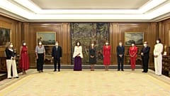 El nuevo agbinete de Pedro Sánchez, este lunes en el palacio de la Zarzuela