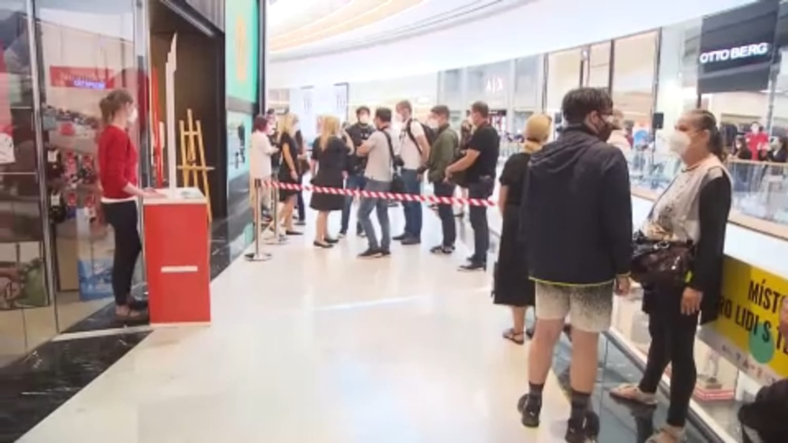 Queue of people waiting for vaccination outside the Main Train Station, Prague, 12th July 2021