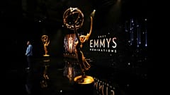 An Emmy statuette is seen as Ron Cephas Jones (in Los Angeles) and Jasmine Cephas Jones (from New York)