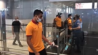 EL Galatasaray a su llegada a Atenas.