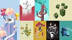 A collage of gameplay from Monument Valley II.