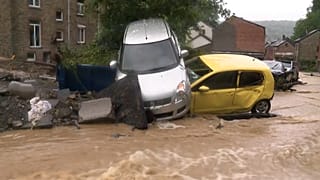 Heavy rainfall in Liège causes flash floods after river bursts banks