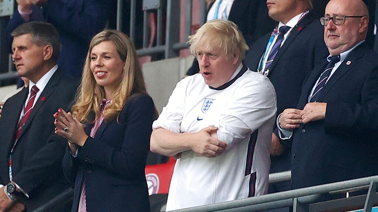İngiltere Başbakanı Boris Johnson Wembley stadyumunda EURO 2020 final maçını izliyor. 11 Temmuz 2021