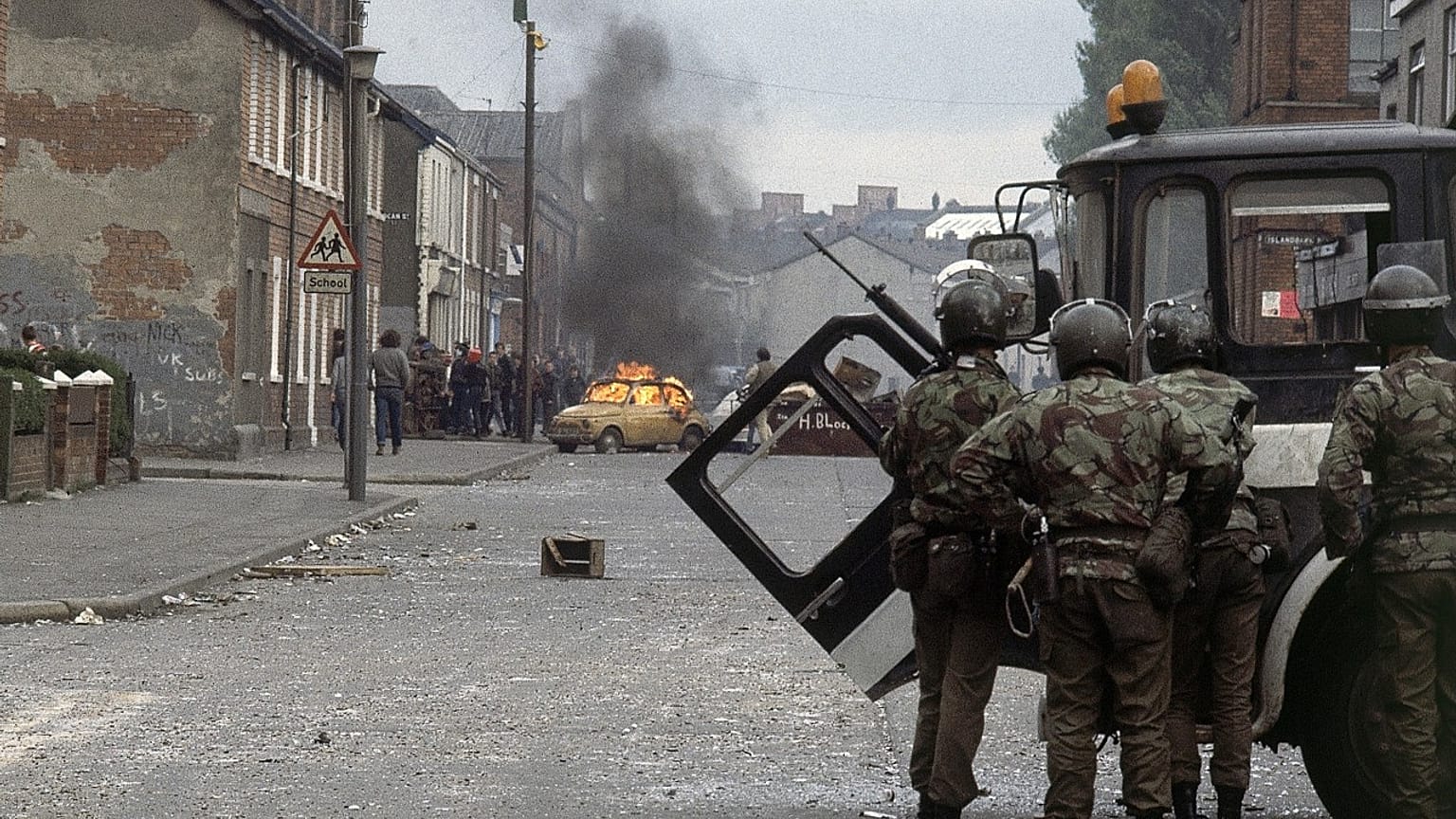 In this May 5, 1981 file photo British troops clash with demonstrators in a Catholic dominated area of Belfast, Northern Ireland, during the period known as 'The Troubles'.