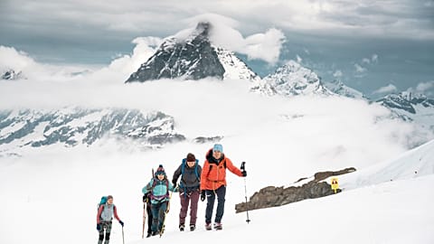 The clouds clear away briefly, enabling the iconic Matterhorn to come into view