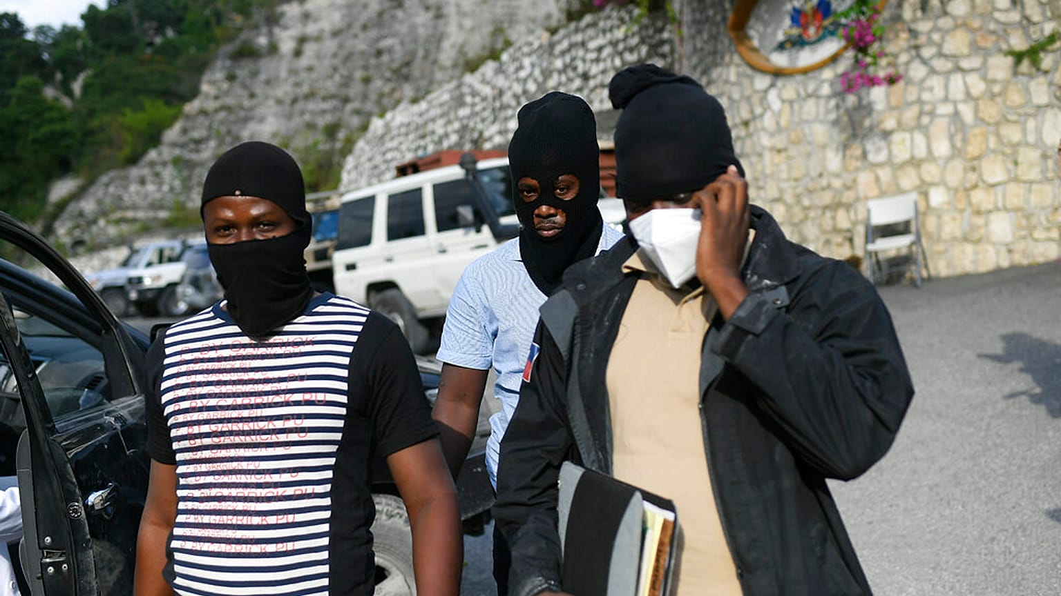 Police officers investigating the assassination of President Jovenel Moise