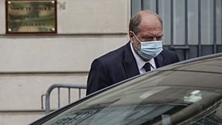 Eric Dupond-Moretti à sa sortie de la Cour de justice de la République, vendredi 16 juillet 2021