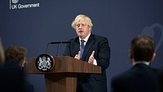 Britain's Prime Minister Boris Johnson delivers a speech on plans to "level up" the country during his visit in Coventry, Thursday, July 15, 2021. 
