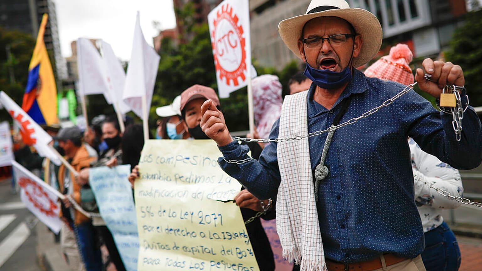 Protesta antigubernamental en Bogotá, Colombia.