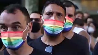 Protesta en Barcelona por el asesinato de Samuel Luiz. 