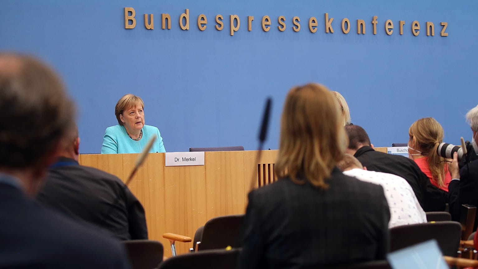 German Chancellor Angela Merkel speaking in Berlin