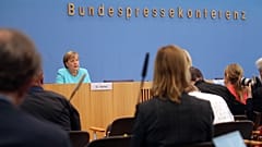 German Chancellor Angela Merkel speaking in Berlin