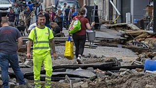 Nach den Unwettern in Dinant in Belgien