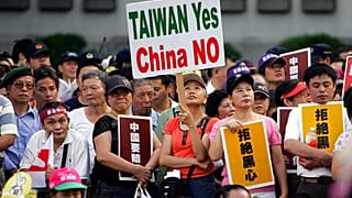 In this Oct. 25, 2008, file photo, tens of thousands of Taiwan supporters rally to denounce China in Taipei, Taiwan.