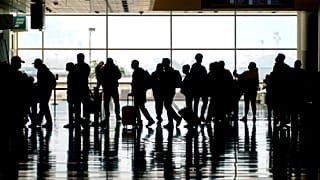 Passageiros no aeroporto de Salt Lake City, nos Estados Unidos
