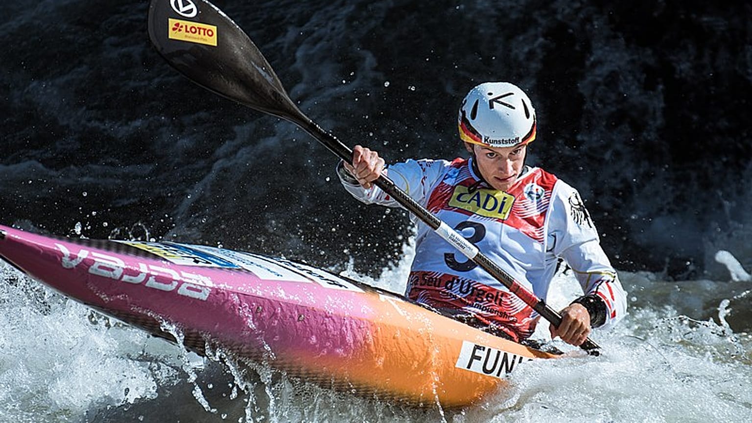 Ricarda Funk bei den Slalom-Kanu-Weltmeisterschaften in La Seu d'Urgell, Spanien, 2019