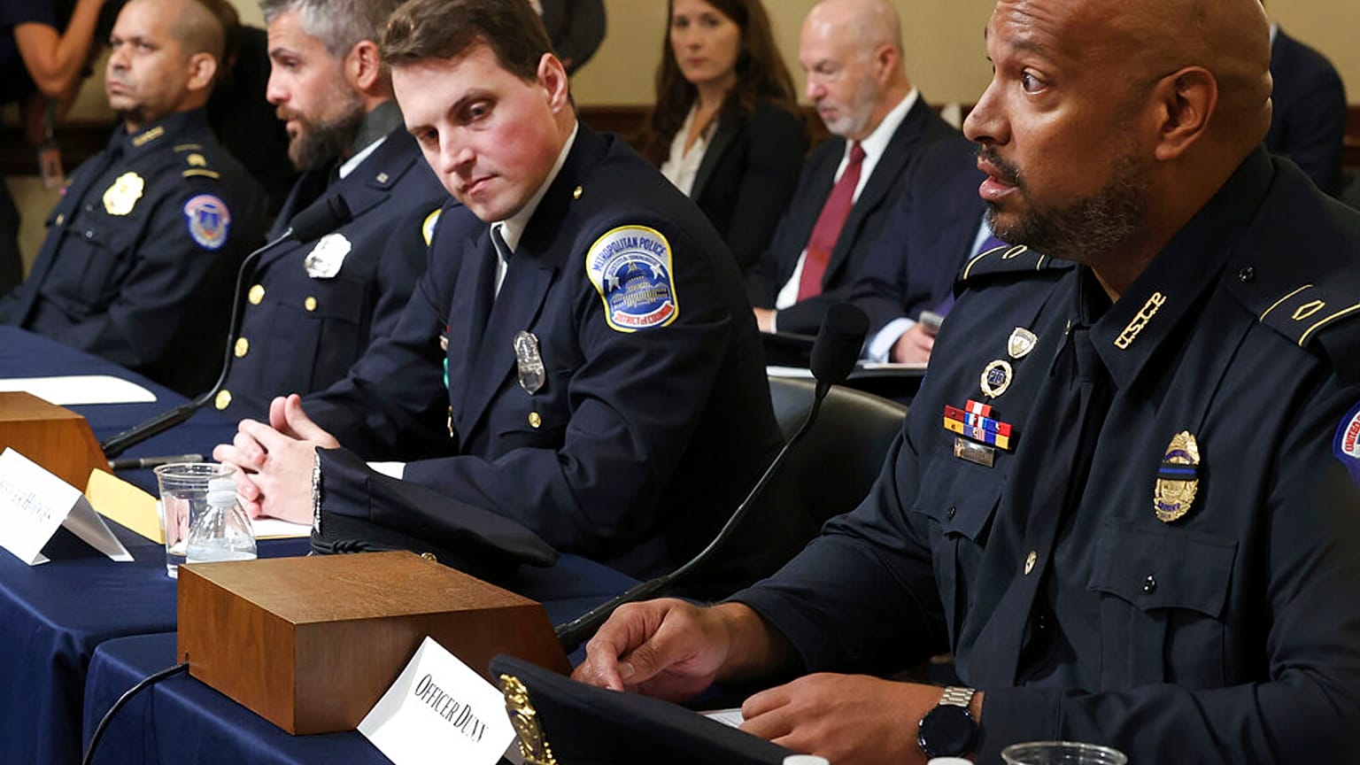 Officers testify before the House select committee hearing on the Jan. 6 attack on Capitol Hill in Washington, Tuesday, July 27, 2021. 