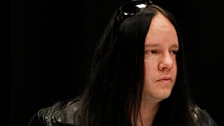 Slipknot band member Joey Jordison at a news conference bout the death of bassist Paul Gray on May 25, 2010, in Des Moines, Iowa. 