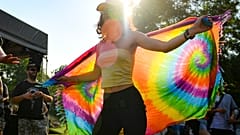 A woman dances during a gay pride parade in Budapest in July.