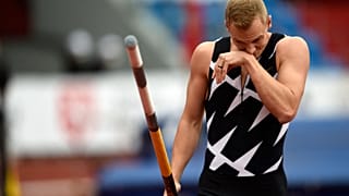 Le perchiste Sam Kendricks, lors du meeting d'athlétisme IAAF Golden Spike 2021 à Ostrava, le 19 mai 2021.