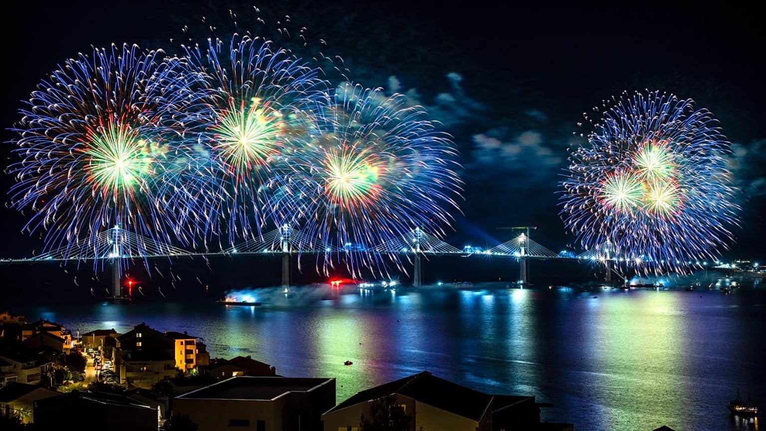 Fireworks lit up the skies at the construction site on Thursday morning.