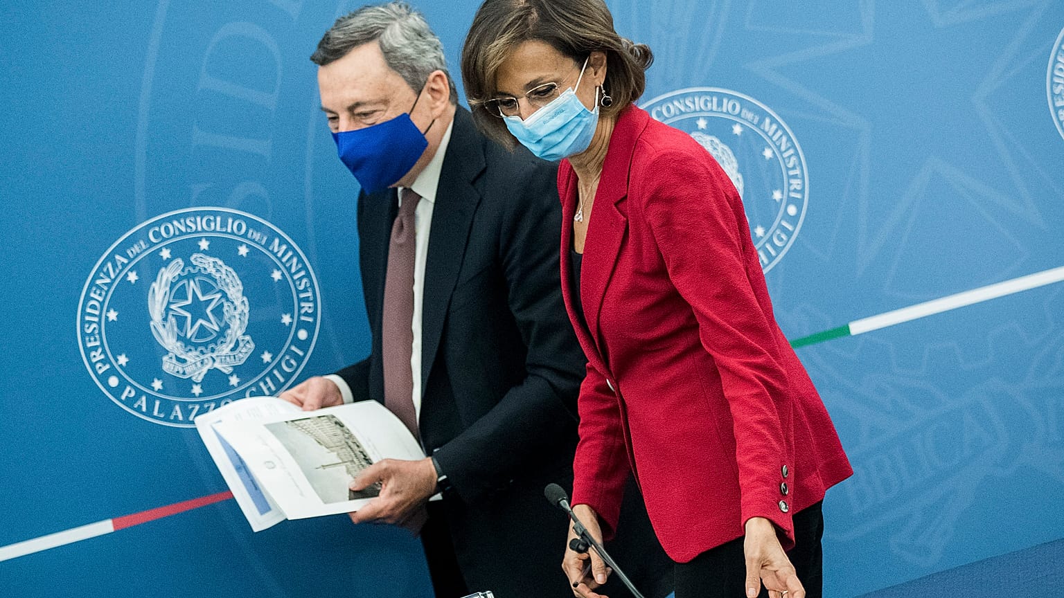 La Ministra della giustizia Marta Cartabia con il premier Mario Draghi