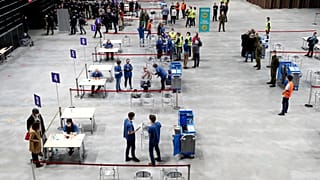 Çekya'nın başkenti Prag'da bir Covid-19 aşı merkezi