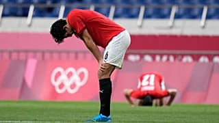 لاعبو منتخب مصر الأولمبي عقب الهزيمة أمام البرازيل