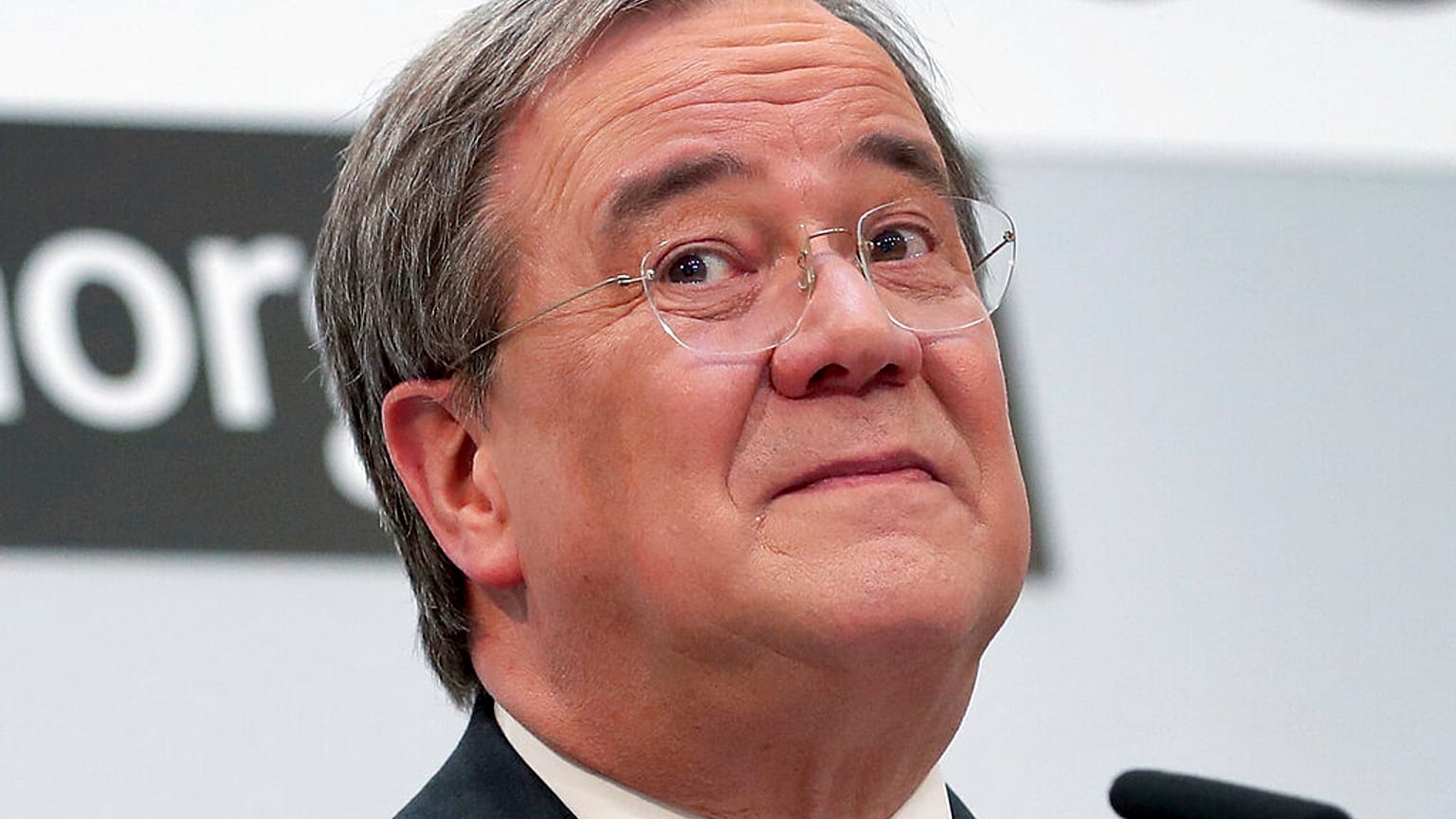 In this Jan.25, 2021 file photo Armin Laschet, chairman of the German Christian Democratic Union, CDU, addresses the media during a press conference at the party's headquarter