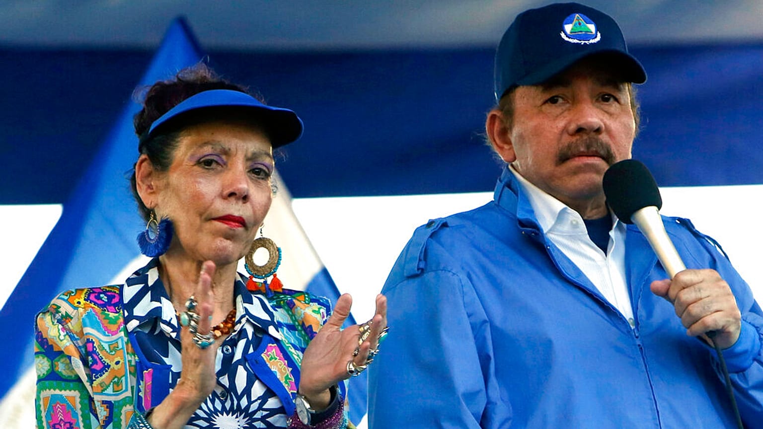 El presidente nicaragüense, Daniel Ortega,  y la vicepresidenta, Rosario Murillo, en una imagen tomada en 2018