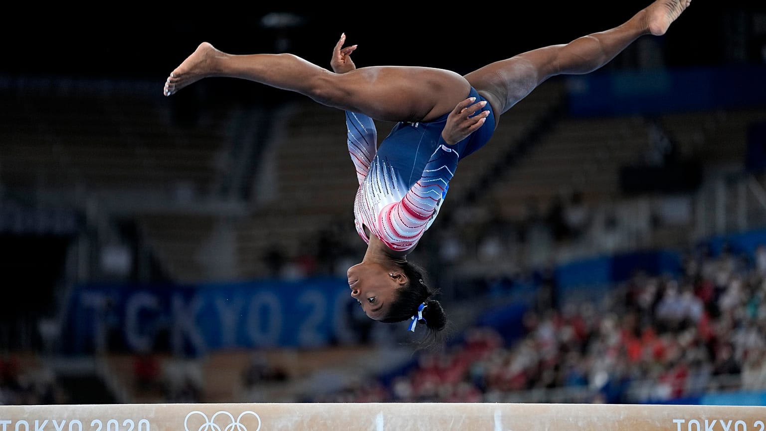 Simone Biles, ginasta norte-americana, vencedora da medalha de prata na Trave