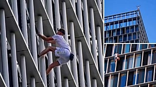 George King-Thompson scaling a building in London's Stratford