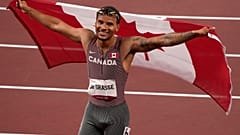 Andre De Grasse feiert seinen Olympiasieg