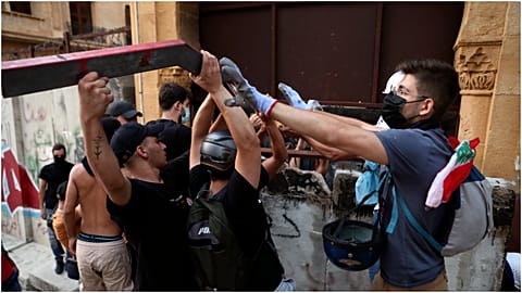 Clashes at Beirut protest on blast anniversary