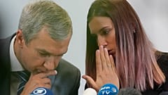 Timanowskaja auf der Pressekonferenz