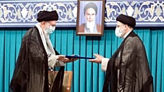 Supreme Leader Ayatollah Ali Khamenei endorses new President of Iran Ebrahim Raisi in Tehran