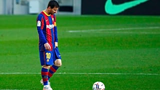 Barcelona's Lionel Messi reacts during the Spanish La Liga match against Granada at the Camp Nou stadium in Barcelona, Spain.
