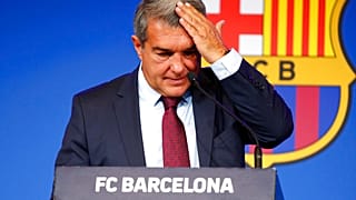 FC Barcelona club President Joan Laporta begins a news conference in Barcelona