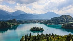 A magnificent view of Bled lake in Slovenia.
