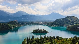A magnificent view of Bled lake in Slovenia.